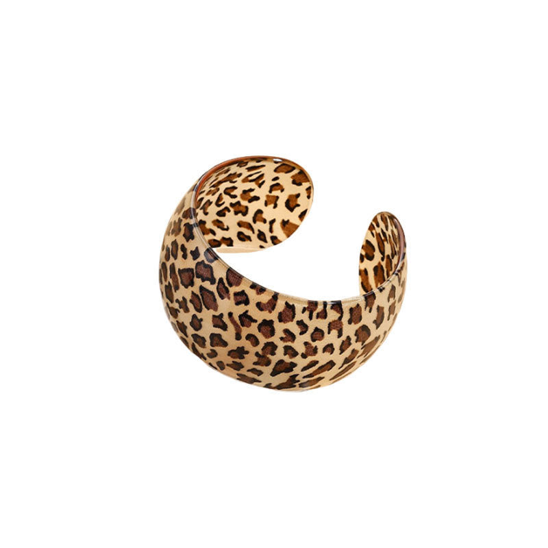 Wholesale leopard print open wide version C resin bracelet exaggerated geometric pattern bracelet